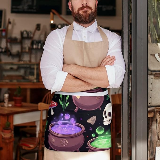 Unisex Apron for Cooking Server Waitress Half Waist Apron with 3 Pockets