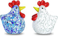 H&D HYALINE & DORA Blown Glass Chicken Figurines Set of 2 Handmade Art Glass Rooster Figurine Crystal Animal Figurine Collectible for Home Decoration Ornament