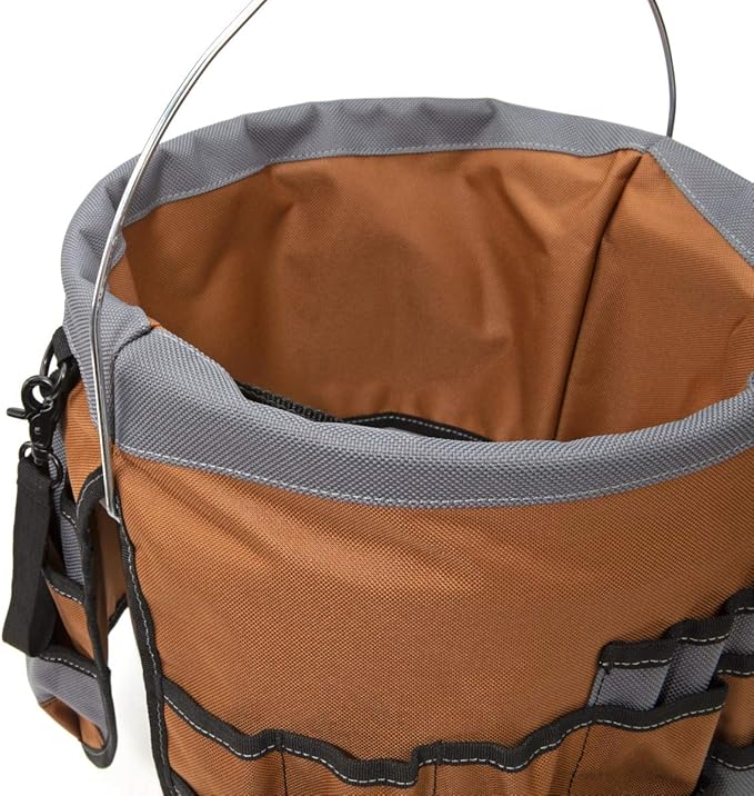 Dickies 35-Pocket 5-Gallon Bucket Organizer With Drill Holster, Padded Handle, and Tape Tether, for Contractors and Painters