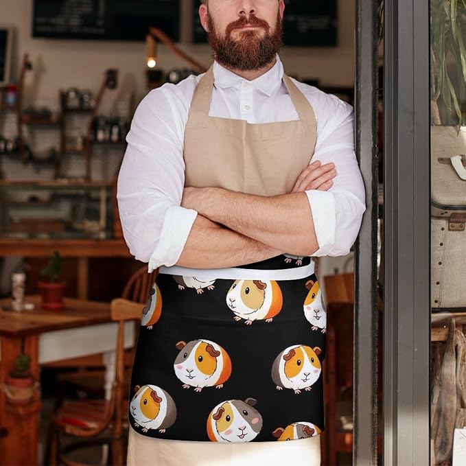 Unisex Apron for Cooking Server Waitress Half Waist Apron with 3 Pockets