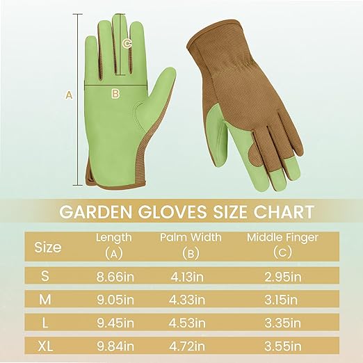 Gardening Gloves, Garden Gloves for Women and Men, Thorn Proof Working Gloves, Durable Leather Work Garden Gloves for Yard & Outdoor Work, Green, XL