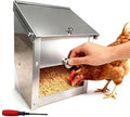 Stainless Steel Chicken Feeder 8Lbs - Manual Feed Quantity Control & Wall Mount Gravity Poultry Feeder with Push-Pull Lid for Chickens Ducks Geese Small Animals Indoor and Outdoor