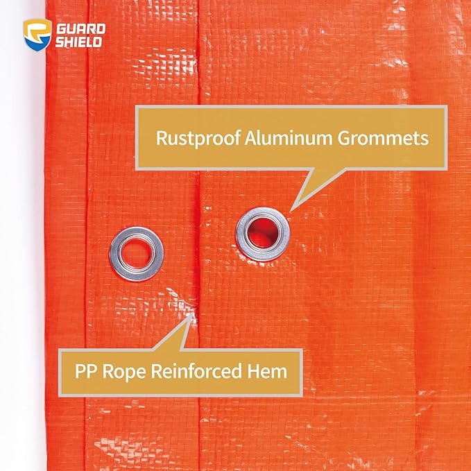 GUARD SHIELD Orange Tarp 10x12 Feet Tarps High Visibility Outdoor Poly Cover Lightweight 6mil