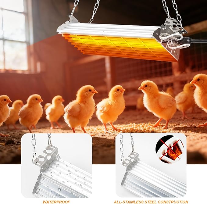 Energy Saving 600W Coop Heater with 2-Mode Switch, Adjustable Winter Warmth for 15 Sq Ft Chicken Coops, Safe & Thermostat Controlled Alternative