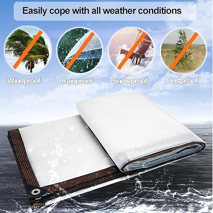 Clear Tarps 16x33FT Heavy Duty Waterproof, Outdoor Tarp with Grommets, Outdoor Garden Rainproof Covering for Chicken Coops, Patio, Porch and Outdoor Greenhouse Plant Cover