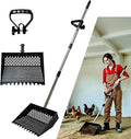 12Inch Chicken Poop Scooper 2-in-1 Coop Scoop with Adjustable Stainless Steel Handle (24-64'') Chicken Coop Rake Sand Sifting Chicken Coop Shovel for Farm Livestock Cleaning Tool