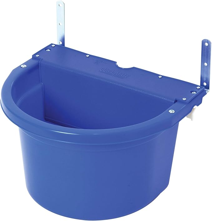 Little Giant® Plastic Fence Feeder | Pig Feeder | Clip On Fence Feeder | Mountable Feed Bucket | 20 Quarts | Blue