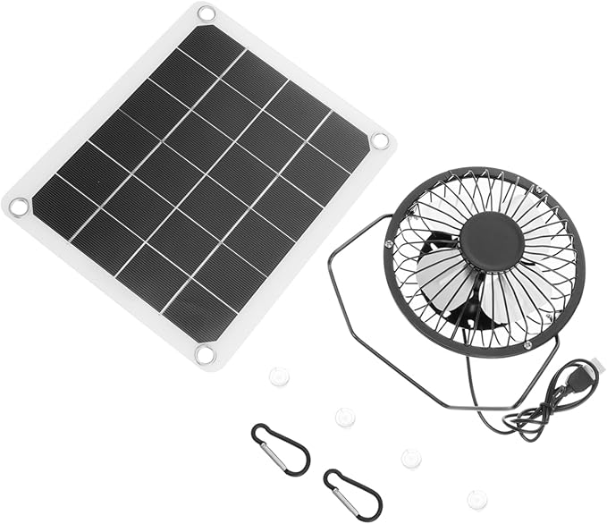 1Set Solar Panel Fan for Indoor Cooling and Ventilation for Chicken House and Poultry Systems Energy Efficient Ventilation System for Agriculture Outdoor Use