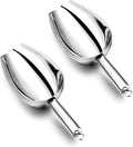 12 Ounce Ice Scoop Set of 2, E-far Stainless Steel Scoops for Ice Cube/Candy/Flour/Sugar, Metal Utility Scoops for Party, Baking, Kitchen Pantry, Rust Free & Dishwasher Safe