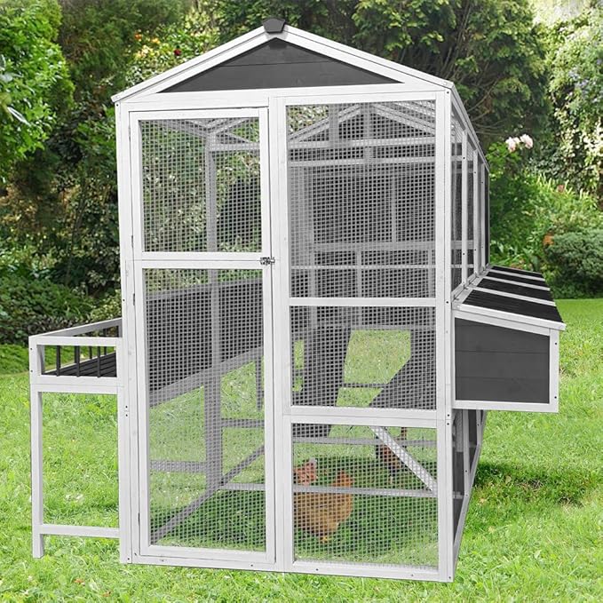 Large Walk-in Wooden Chicken Coop with Run, 3-Tier Poultry Cage for 10-20 Chickens, Outdoor Hen House with Nesting Boxes, Rainproof Roof, Pull-Out Tray, Multi-Level Rabbit Duck Hutch