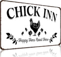Funnysign Vintage Chicken Sign Chick Inn Happy Hens Roost Here Funny Tin Sign for Chicken Coop Farm Kitchen Garden Yard Decor 8x12 inches(3883)