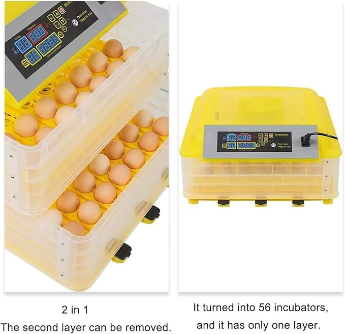 Egg Incubator, 112 Grids Digital Large Capacity Intelligent Incubator, with Fully Automatic Egg Turning and Humidity Control, Clear Hatching for Chicken Duck Eggs(112 Eggs)