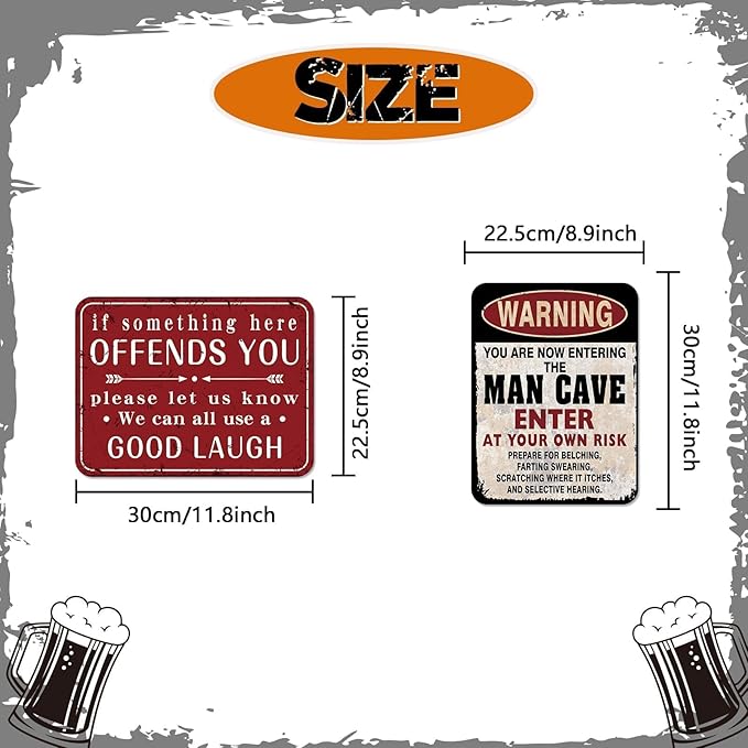 WERNNSAI Man Cave Party Decorations - 9 PCS Funny Man Cave Party Sign Decoration for Men Boys ManCave Theme Birthday Supplies Vintage Little ManCave Decor Beer Sign Poster for Home Garage Yard Decor