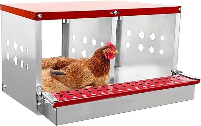 XINYI Chicken Nesting Boxes for Laying Eggs,Metal Coop for 2 Chickens,Roll Away Nesting Boxes,Easy Egg Collection,Brooder Box for Rabbit,Squirrel,Parakeet,Owl,Cockatiel,Robin