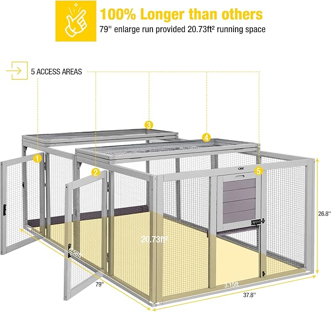 Aivituvin Chicken Coop Run Extension Rabbit Enclosure Outdoor Duck Playpen 20.73 ft²