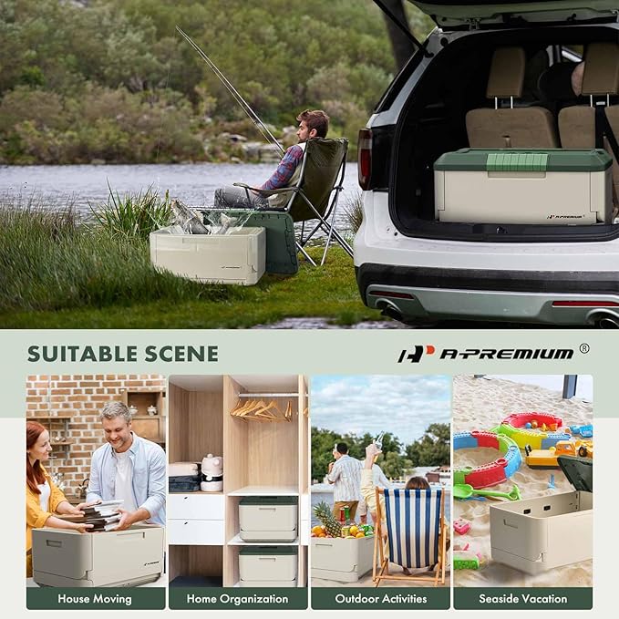 A-Premium Multifunctional Foldable Trunk Organizer and Storage Box Portable Car Storage Box with Waterproof Bag Heavy-Duty Container 45L 47-Quart for Camping, Picnic, Home, Garage box, etc