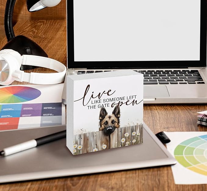 Belgian Malinois Signs - Farm Cottagecore Animal Office Kitchen Bedroom Decor,Rustic Farmhouse Live like Someone Left the Gate Open Home Decor Signs,Belgian Malinois Gifts for Women,6x6