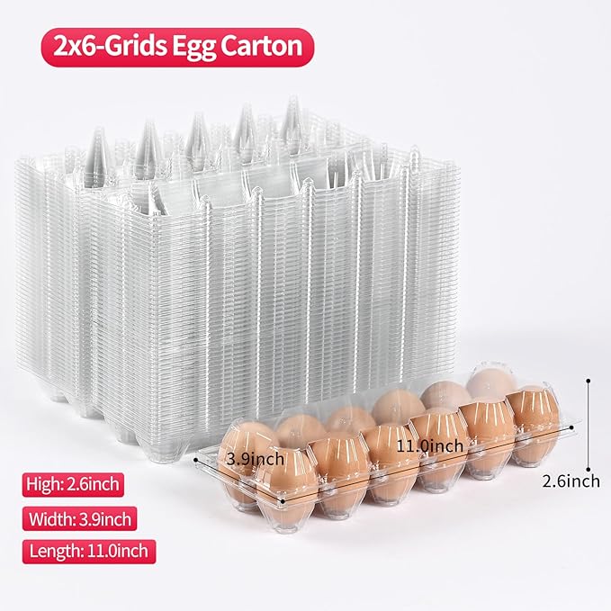 120 pc clear plastic Egg Cartons Cheap Bulk, 12grid Reusable Eggs Carton Bulk, clear plastic egg cartons,Egg cartons cheap bulk Perfect for Family, Farm, Markets, Display(2 * 6)
