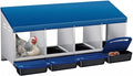 Chicken Nesting Boxes with Rollout Egg Collection – 4-Compartment Metal Hen Nest Box with Removable Trays, Slanted Roof & Ventilation, Wall Mount or Standing for Backyard Poultry Coop, Blue