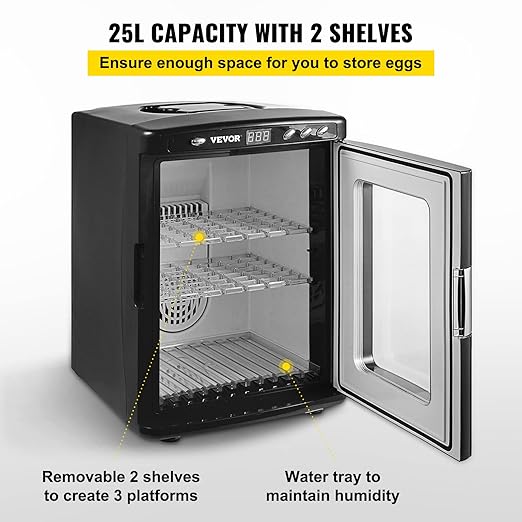 Happybuy Black Reptile Incubator 25L Scientific Lab Incubator Digital Incubator Cooling and Heating 5-42°C Reptile Egg Incubator 12V/110V Work for Small Reptiles