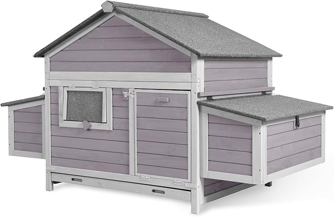 Aivituvin Chicken Coop Duck House with Dual Nesting Boxes for 4-6 Chickens Compatible with Automatic Chicken Coop Door and Extra Run 67.3" L x 36.8" W x 40.6" H