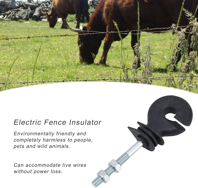 50 Pcs M6 Electric Fence Insulators, Electric Fence Insulator Electronic Fence Insulation Nails Screw in Nail Fence Post Insulator Electronic Fence Accessories