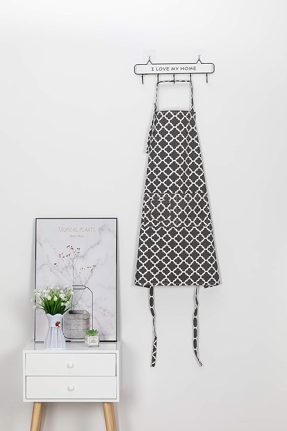 LessMo Kitchen Cooking Aprons with 3 Pockets for Men Women - Cotton Adjustable Professional Grade Chef Apron for Kitchen, BBQ & Grill (Dark Gray)