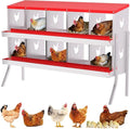 Chicken Nesting Box, 10 Compartment Metal Chicken Nesting Boxes with Bracket Legs for Chicken Coop, Large Vented Holes Chicken Laying Boxes with Rollout Egg Collection