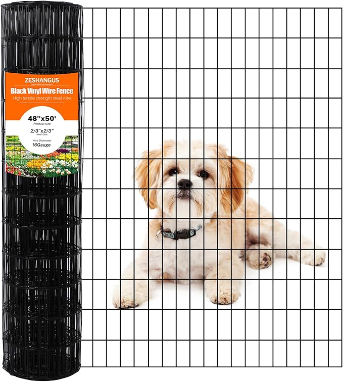 Welded Wire Fence PVC Coated Chicken Wire Fencing Roll,2 Inch x 3 Inch 16GA Garden Fence,36 Inch x 50 Foot Metal Poultry Netting Use for Animals Yard Vegetable Plant Protection