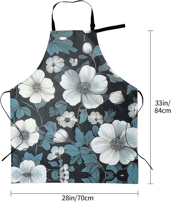 Kitchen Aprons for Men Women Waterproof Apron with 2 Pockets Skis on mountain Apron Adjustable Bib Aprons