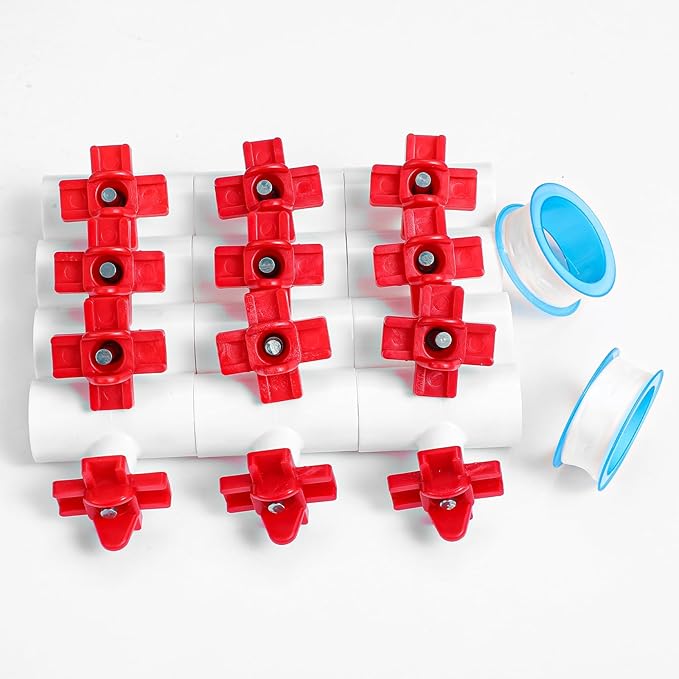 12 pcs Horizontal Chicken Water Nipples with 1/2'' PVC Tee Fittings Mount Poultry Auto Chicken Waterer Nipple Drinker for Ducks Quail and Other Poultry DIY Automatic Waterering System