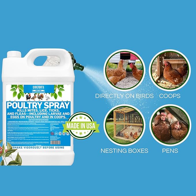 Colton’s Naturals Poultry Spray 1 Gallon – for Chickens – Helps with Mites, Lice, Fleas & Scaly Leg – Safe for Coops, Birds & Backyard Poultry