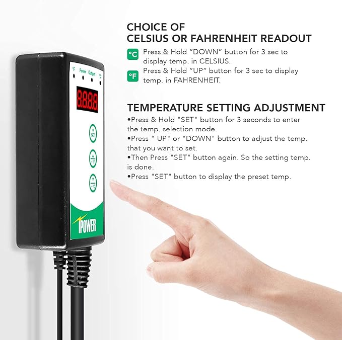 Simple Deluxe 150W Reptile Ceramic Heat Bulb with 8.5 Inch Clamp Lamp and Digital Thermostat Controller Combo Set for Incubating Chicken & Amphibian Pet, 2 Pack