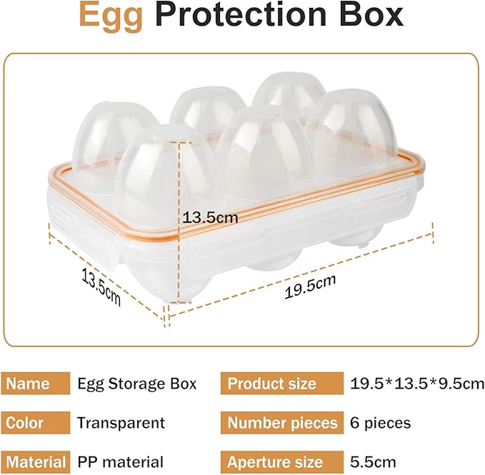 FantasyDay 6 Grids Egg Holders, Sturdy Shockproof Durable Egg Cartons Egg Containers With Lid for Refrigerator - Large Capacity Egg Organizer Box for Home Kitchen Outdoor Picnic Hiking Storage