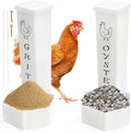 2 Pcs Chicken and Oyster Shell Feeder with Lid Double Bucket Dispenser Chicken Accessories Built for Keepers Poultry Feeders Trough, Accessories Supplies