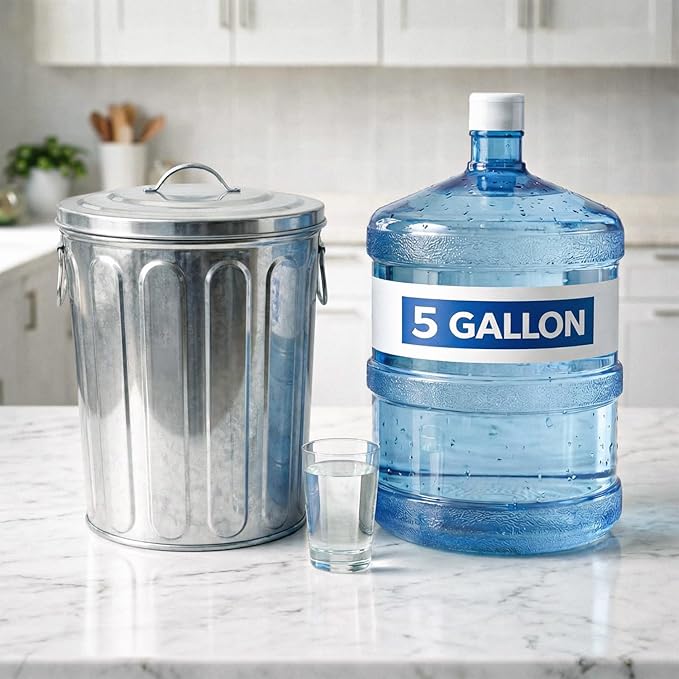 Plexon 5 Gallon Small Metal Trash Can with Lid Outdoor Galvanized Trash Can with Lid 5 Gal Ash Bucket for Bird Seed Container