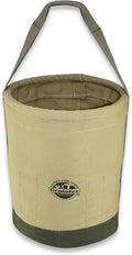 Graintex Tapered Canvas Bucket 12"x10"x15", Utility Tool Bucket 16 Inside Pockets, Reinforced Base & Carry Handle, Ripstop Canvas, Multi-Purpose Bag for Jobsite & Home Use for Tool Storage Solutions