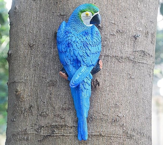 Real Tropical Hanging Parrot Decor,Bird Figurines,Resin Bird Statues,Home Ornament Decor for Tiki Bar,Perfect for Yard Ornaments,Tree Decorations Outdoor,Patio,Lawn,Tree Trunk, Porch