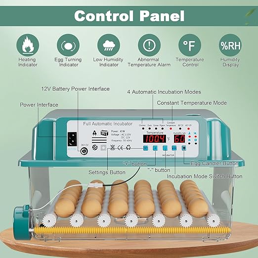 36 Eggs Incubators for Hatching Eggs,Egg Incubator with 4 Automatic Incubate Mode,Chicken Incubator with Automatic Egg Turning Humidity Monitoring,Poultry Egg Incubator with Egg Candle