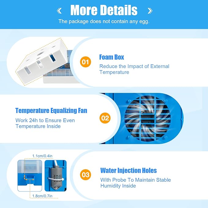 Automatic Egg Incubator,Digital Poultry Hatcher Machine,360° Automatic Egg Turning & Temperature Control,General Purpose Incubator for Hatching Chicken Duck Quail Eggs (48 Egg)