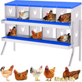 Nesting Boxes for Chickens, Chicken Coop Laying Boxes for Hens with Egg Rollaway System to Protect Eggs, 6/8/10-Hole Galvanized Steel Chicken Nesting Boxes Backyard Farm, Easy to Clean