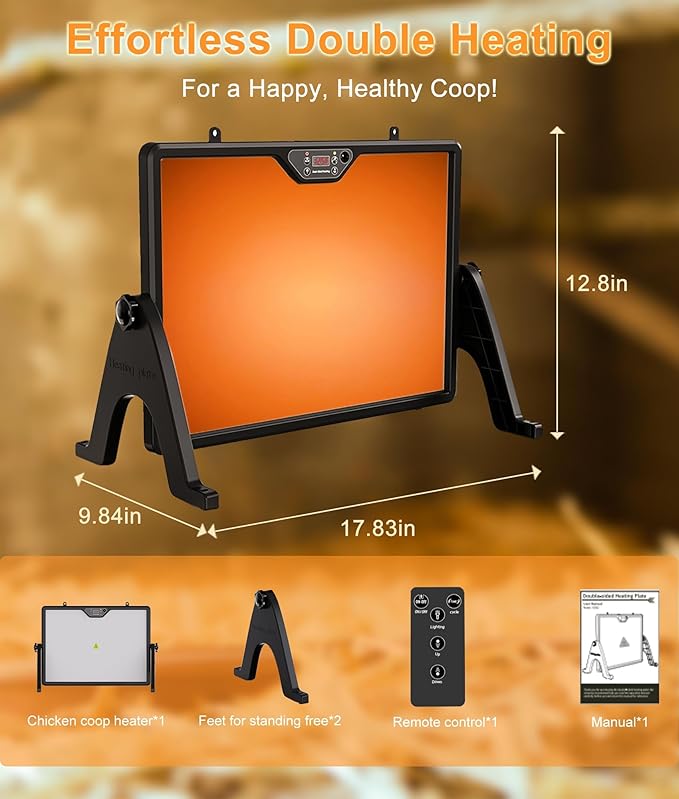 2026 Smart Chicken Coop Heater Coop Radiant Heat Panel Built-in Adaptive Temperature Sensor, Chicken Heater Inside Coop for Winter, Adaptable to Timer and Temp Controllers, ETL UL Compliant