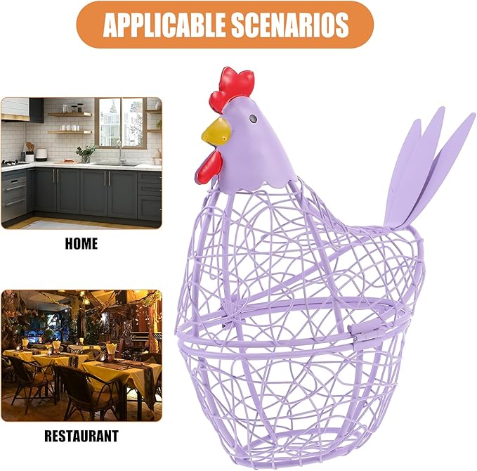 PRETYZOOM Hen-shaped Home Basket Practical Iron Storage for Eggs Fruits and Snacks for Kitchen Restaurant Buffet and and Stylish Storage