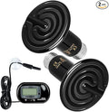 Simple Deluxe 100W 2-Pack Ceramic Heat Lamp Reptile Heat Emitter Heater Lamp Bulb No Light with Free Digital-Thermometer, for Pet Brooder Coop Chicken, Dragon Turtle Lizard Snake Aquarium Tank Black