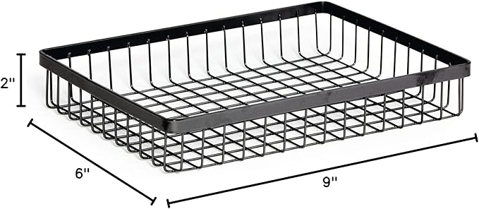 G.E.T. WB-1292-MG Rectangular Metal Storage Wire Basket for Pantry, Produce and More, 9" x 6" x 2"