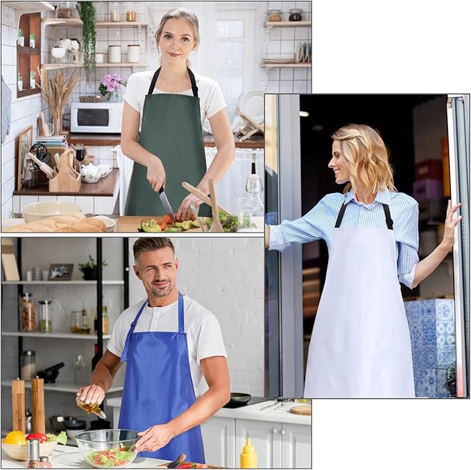 2 Pack Waterproof Rubber Vinyl Apron 40 Inch Light Duty Model Chemical Resistant Work Apron Clothes Durable Extra Long Black with Adjustable Bib Apron for Dishwashing Lab Work Butcher Cleaning Green