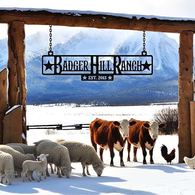 Personalized Farm Sign, Custom Ranch Sign, Custom Farm Metal Signs Outdoor, Customized Family Name Metal Signs for Farms, Ranch, Barn, Farmhouse, Housewarming Rancher Gifts
