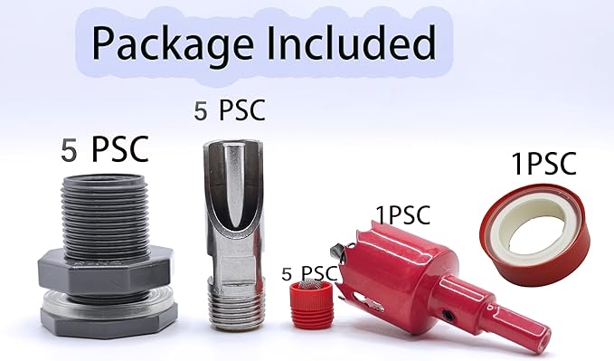5 Pcs Automatic Pig Nipple Waterer for Barrel Kit, Stainless Steel Pig Waterer Nipples with Filter and Water Tank Connector for Livestock Hog Piglets Drinking