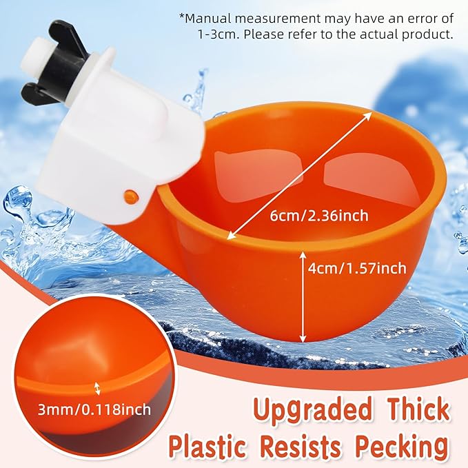 Chicken Waterer Cups,8 Packs Automatic Chicken Water Feeder Suitable for Chicks, Duck, Goose, Turkey and Bunny | Poultry Water Feeder Kit