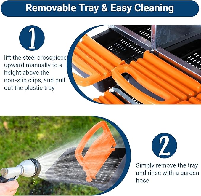 Chicken Nesting Box, 8 Hole 2 Layer Hen Nest Boxes, Roll-Away Egg Collection System with Ventilation Holes，Rustproof Plastic Tray & Keyhole Mounting, Chicken Laying Box